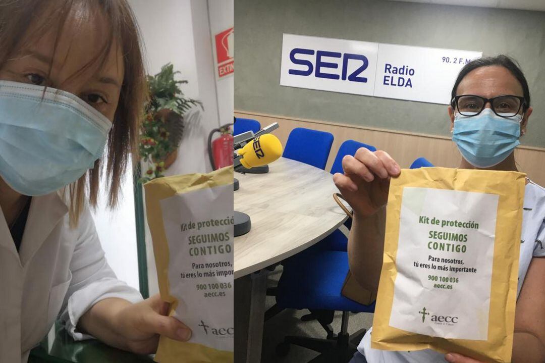 Mª Pilar Marín, psicóloga AECC Elda Petrer, Isabel Blanes, voluntaria y coordinadora de la entidad