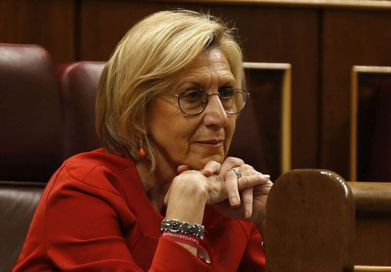 La portavoz de UPyD, Rosa Díez, durante su comparecencia hoy ante el Pleno del Congreso de Los Diputados