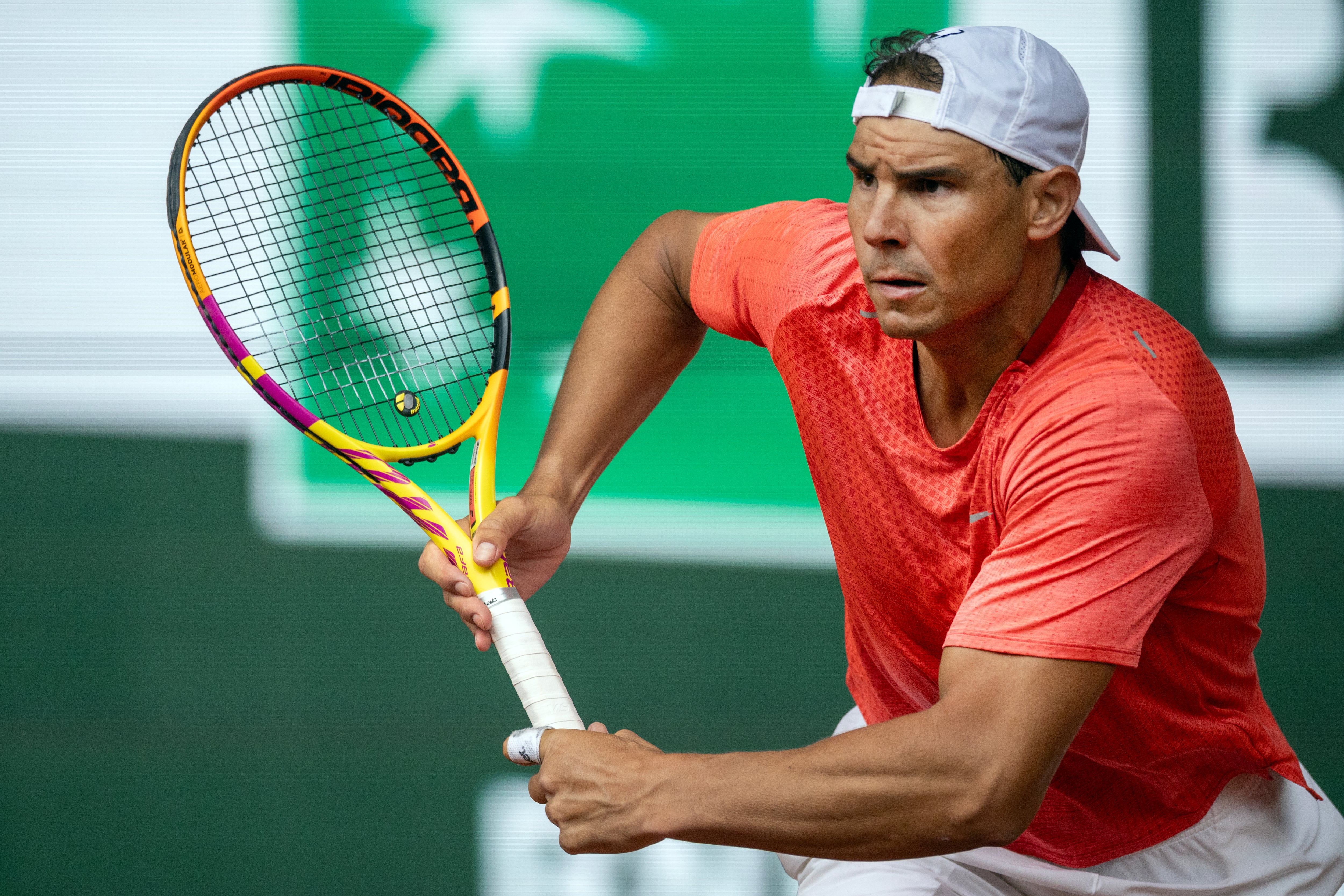 Rafael Nadal, durante uno de sus entrenamientos preparatorios para Roland Garros