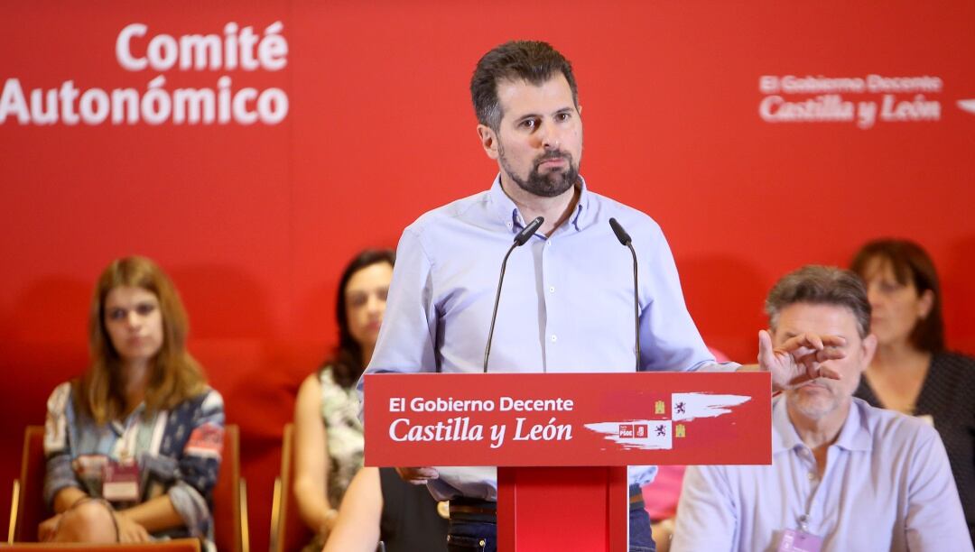 El secretario general del PSOECyL, Luis Tudanca, durante su intervención en el Comité Autonómico extraordinario