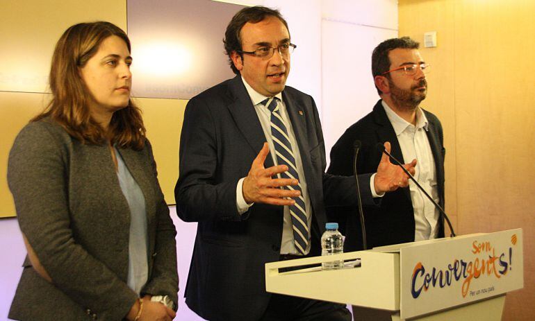 La portaveu de CDC, Marta Pascal, el fins ara coordinador general del partit, Josep Rull, i el secretari de Règim Intern, Francesc Sànchez