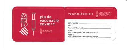 Así es la cartilla de vacunación que recibirán las personas inmunizadas en los grandes centros de la Comunitat Valenciana.