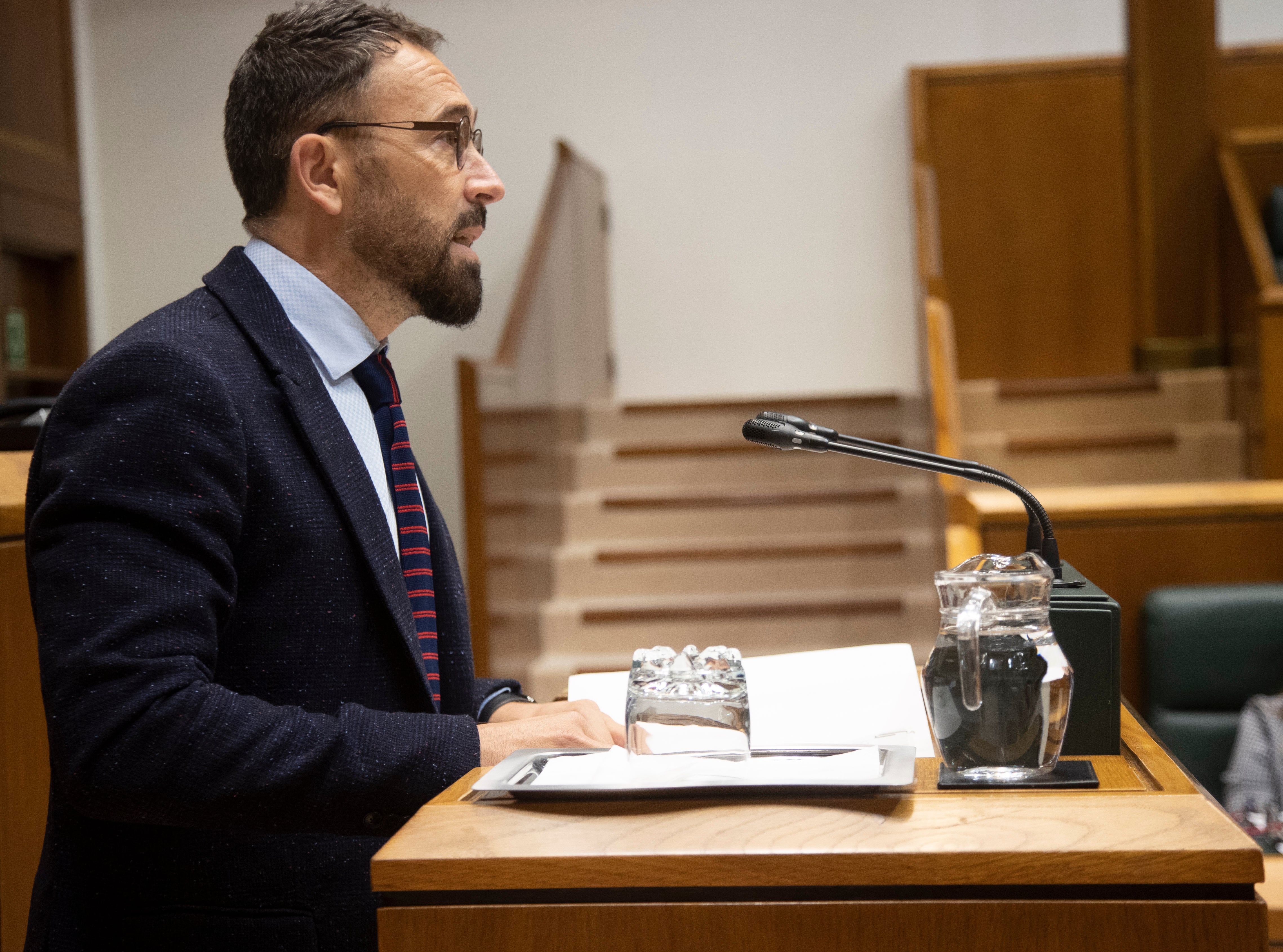 Denis Itxaso interviene en el pleno de control del Parlamento vasco