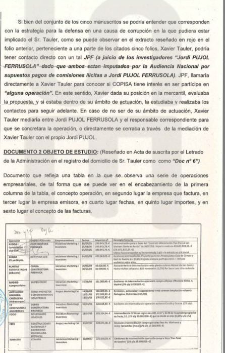 El sumario del caso incluye facturas que la empresa COPISA, una de las mayores beneficiadas por obra pública en Cataluña, pagó a dos empresas de Jordi Pujol Ferrusola