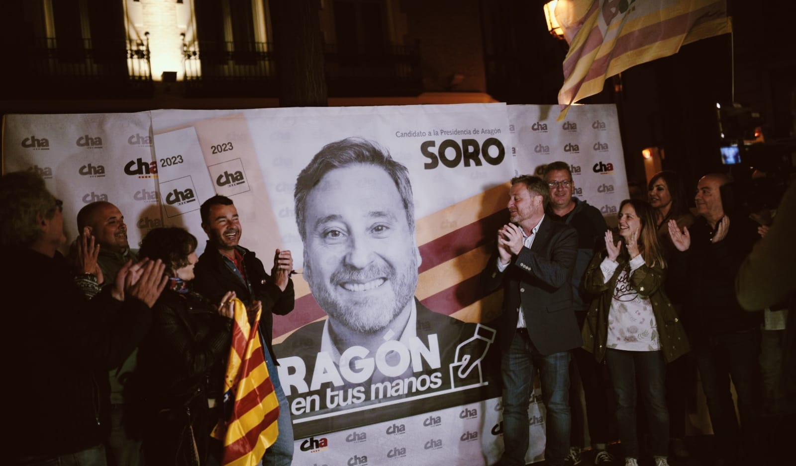 Inicio de la campaña electoral de Chunta Aragonesista en Zaragoza, con José Luis Soro como cabeza de lista