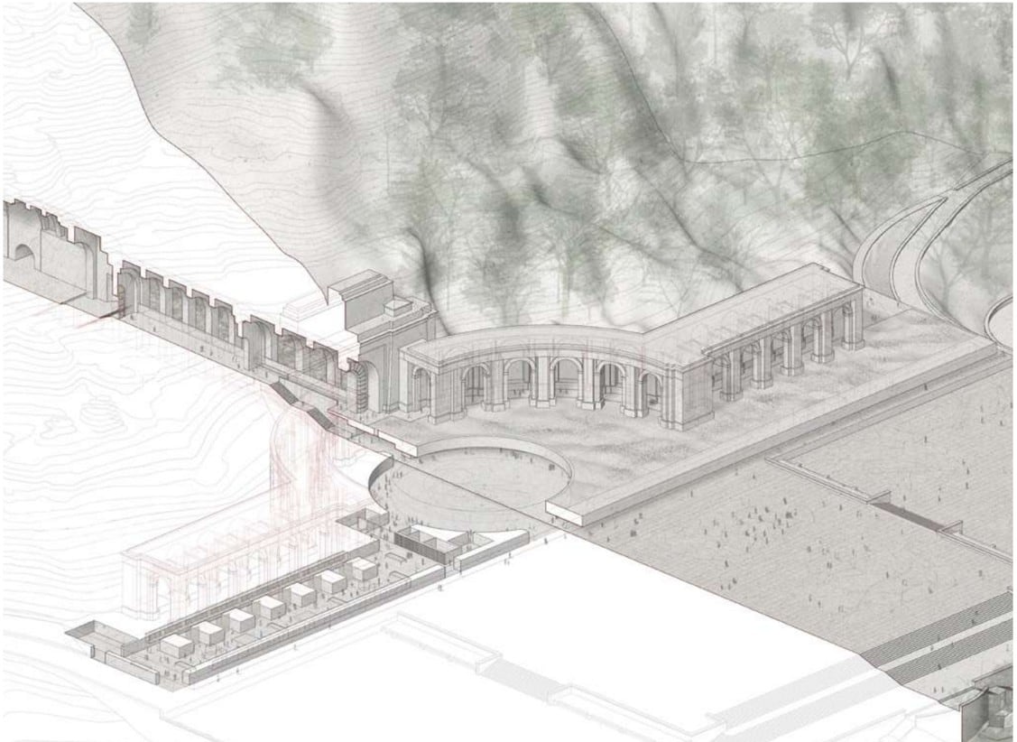 Plano aéreo del proyecto ganador para la resignificación de Cuelgamuros