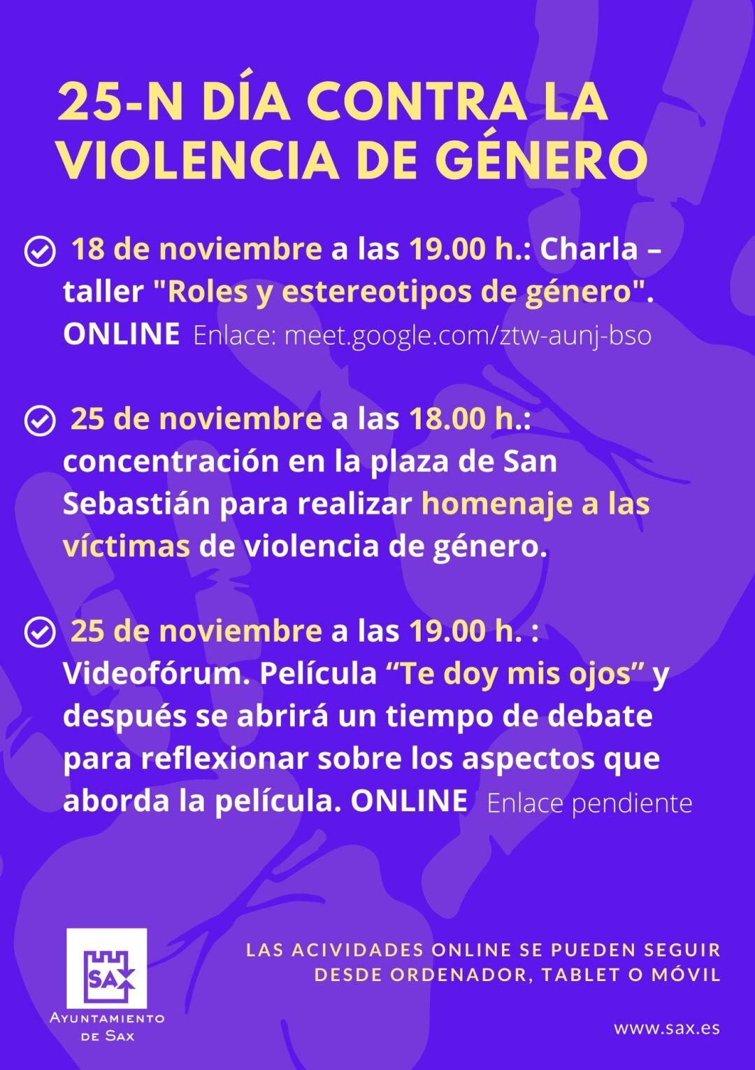 Actividades del 25 de Noviembre en Sax 