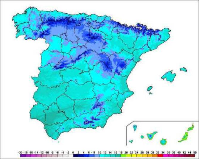 Temperatura media entre el 13 y el 21 de abril, para el periodo 1981-2013