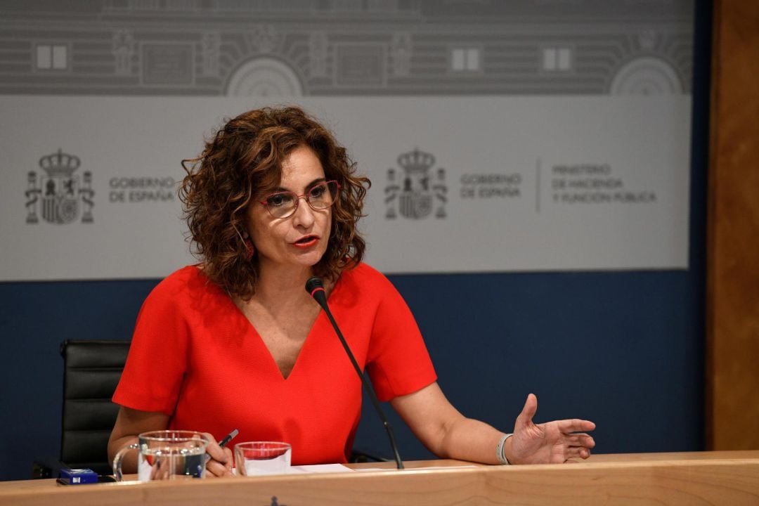 La ministra de Hacienda, María Jesús Montero, en rueda de prensa tras la reunión del Consejo de Política Fiscal y Financiera, este miércoles en Madrid. 