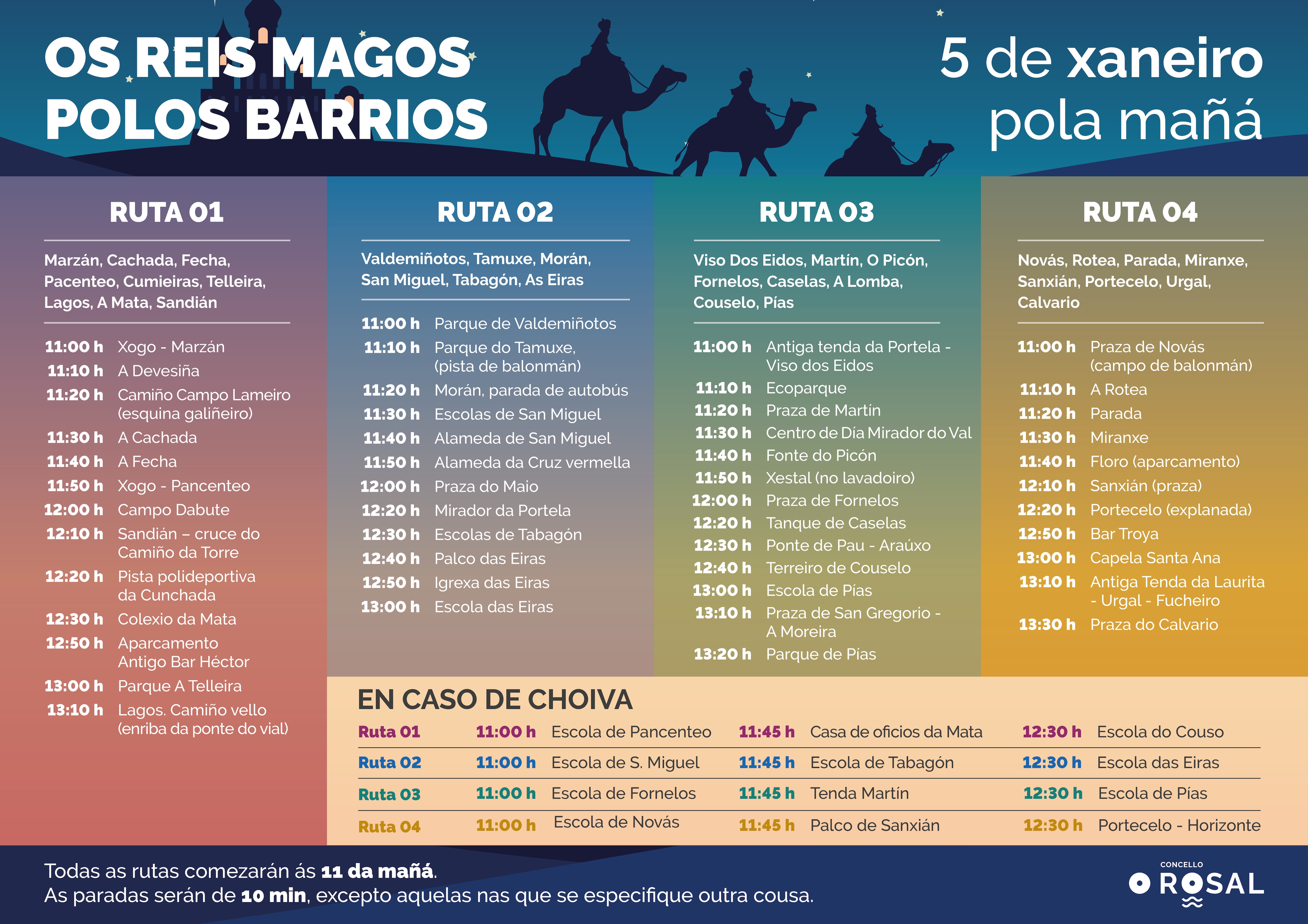 Programación del recorrido de los Reyes Magos en O Rosal