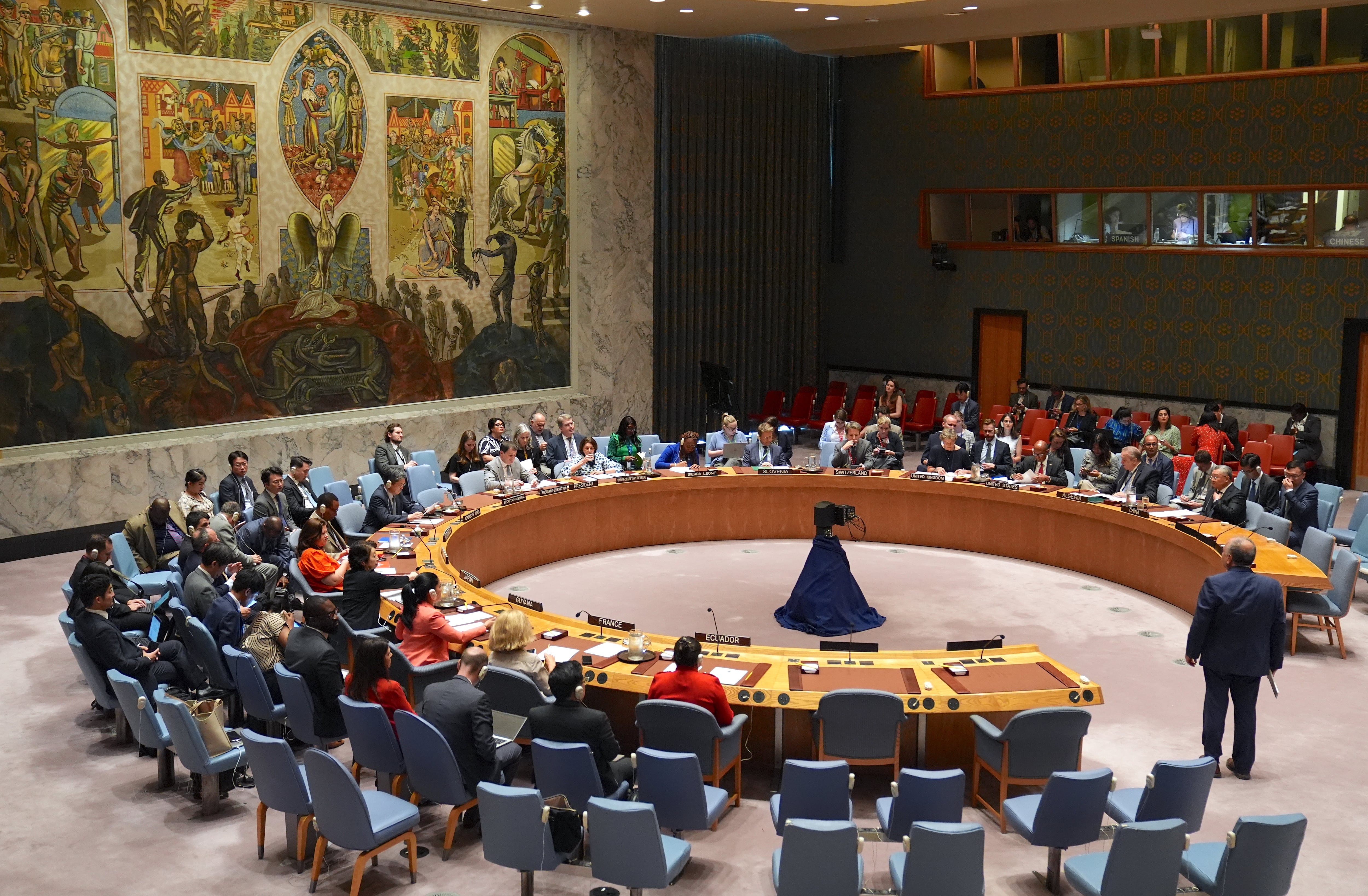 Reunión de urgencia del Consejo de Seguridad de Naciones Unidas. (Photo by Selcuk Acar/Anadolu via Getty Images)