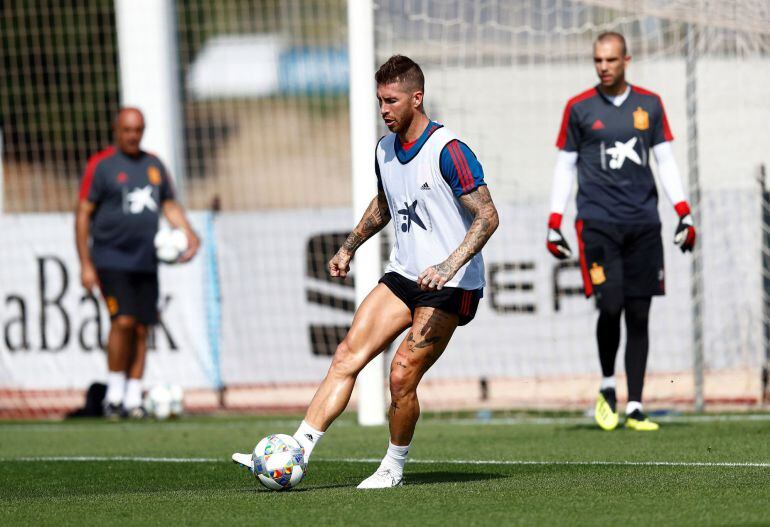 Ramos, durante un entrenamiento de esta semana en Las Rozas