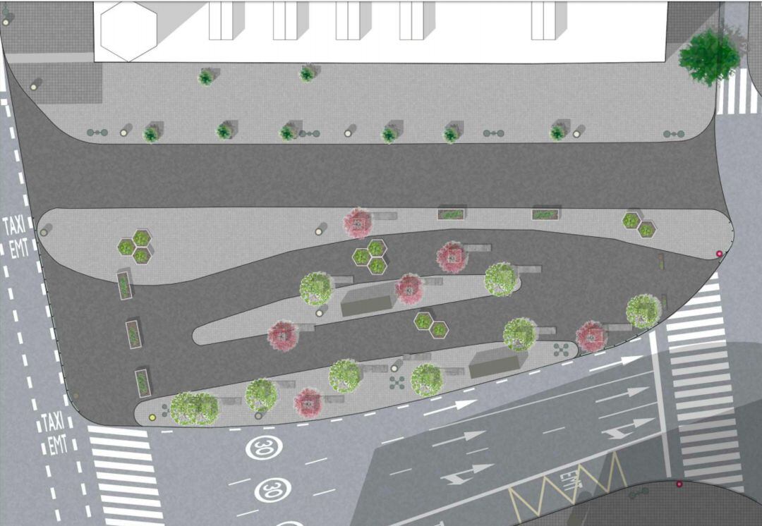 Proyecto de peatonalización provisional de la plaza San Agustín de València.