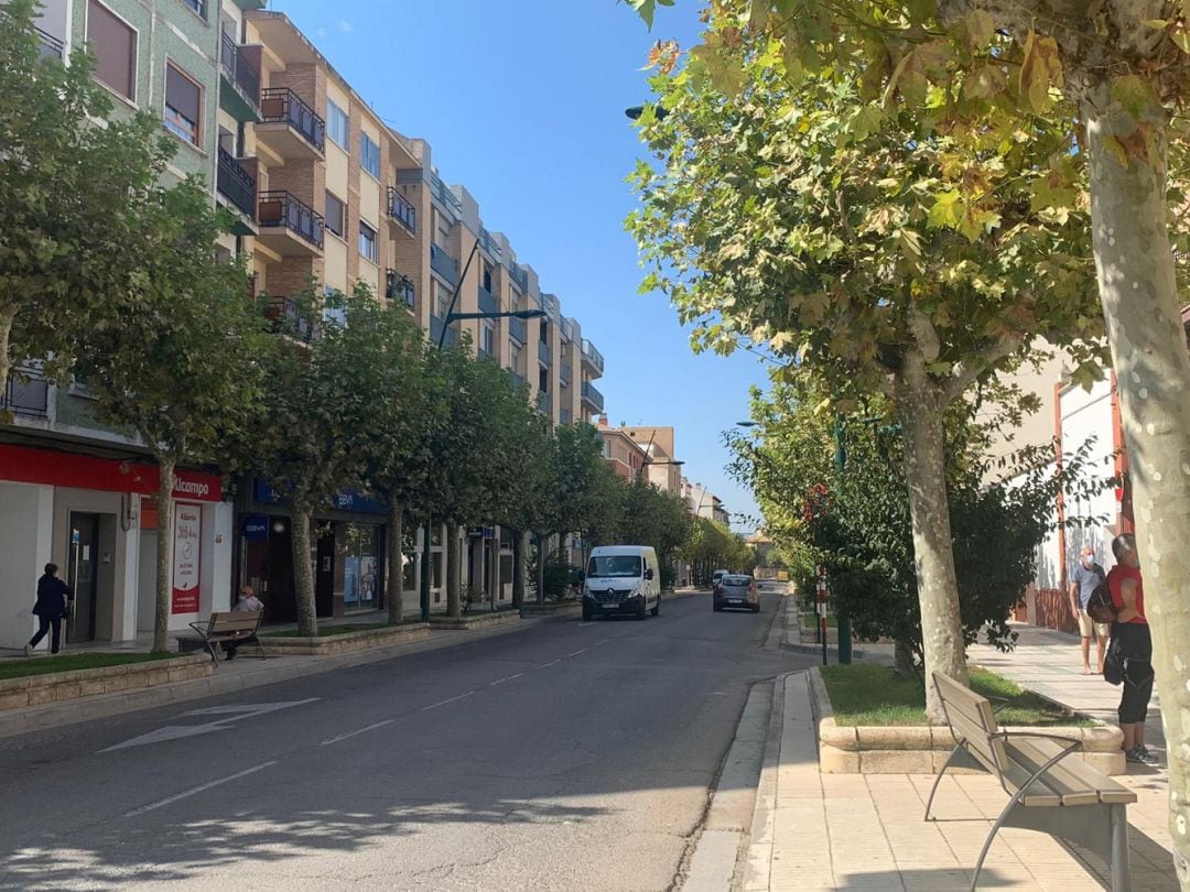 Paseo del Muro de Ejea de los Caballeros, una de las calles principales y de entrada y salida de esta localidad 