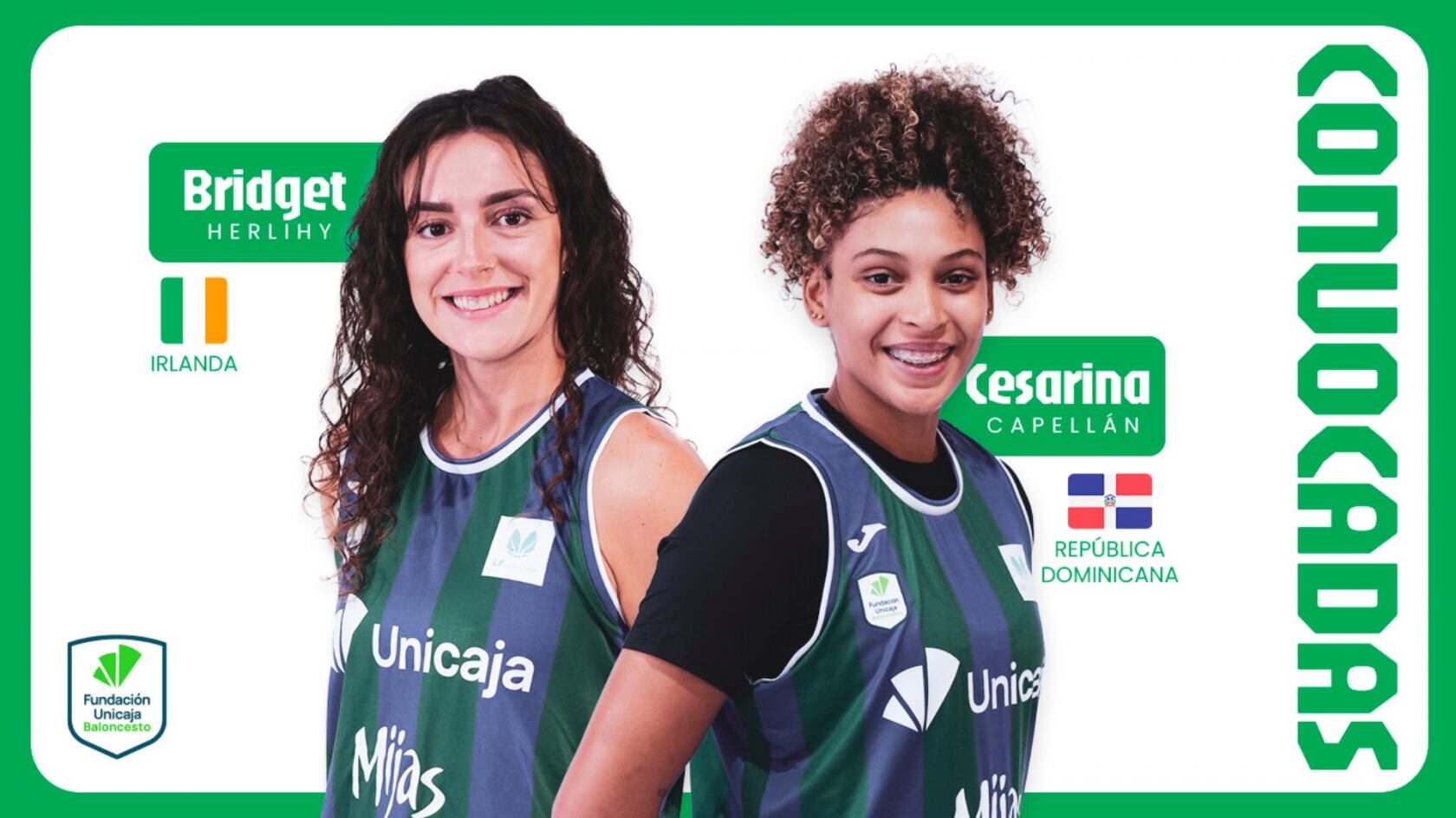 Las jugadores del Unicaja Bridget Herlihy y Cesarina Capellán jugarán con Irlanda y la República Dominicana