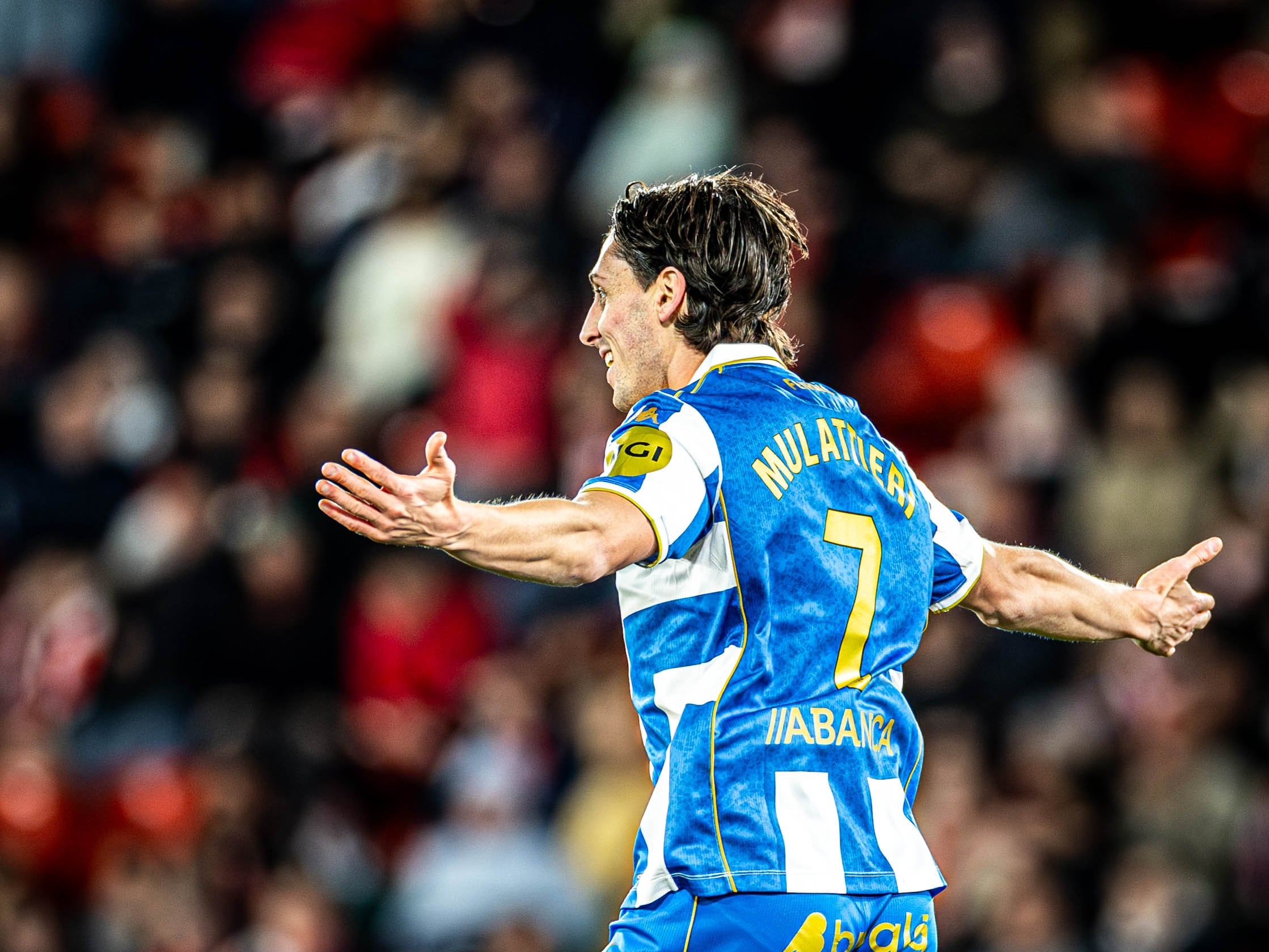 Samuele Mulattieri celebra su gol en Almería | Foto: RCDeportivo