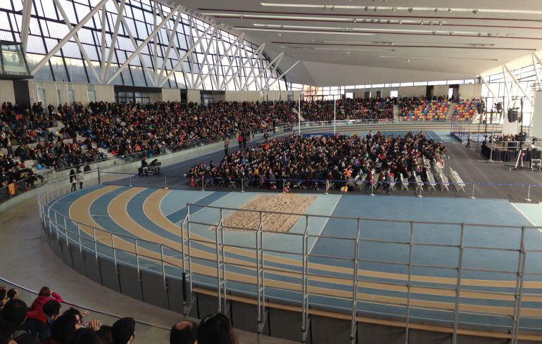 La pista d'atletisme coberta de Sabadell on se celebra l'assemblea de la CUP