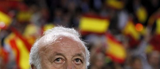 Vicente del Bosque, antes del encuentro ante Ucrania jugado en el Sánchez Pizjuán con victoria de España.