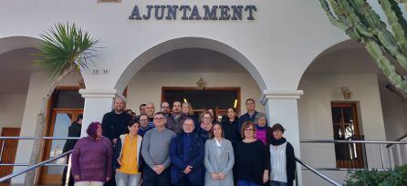 Un momento durante el minuto de silencio en Sant Josep