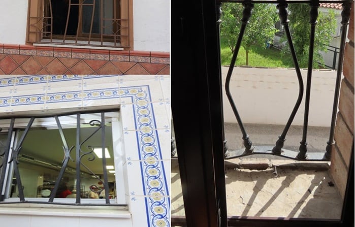 Barrotes doblados por el presunto ladrón