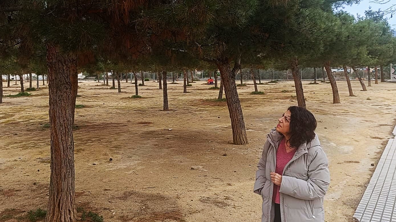Mª Jesús García, concejala del PP de Elda, durante una visita al barrio Avenida del Mediterráneo