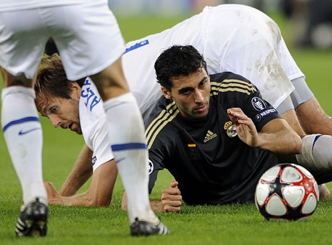 Arbeloa, en un partido con el Real Madrid