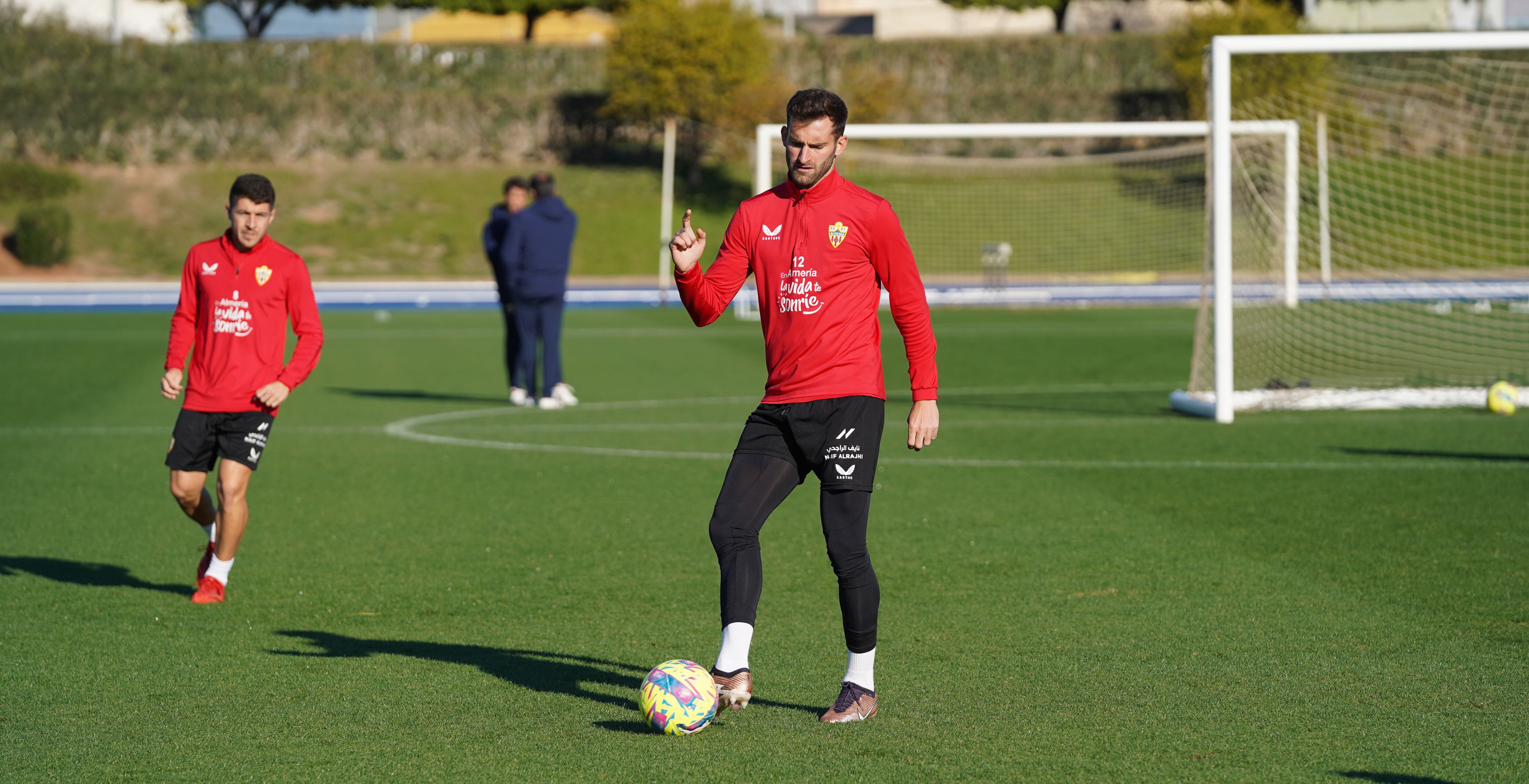 Leo Baptistao en el entrenamiento de los rojiblancos.