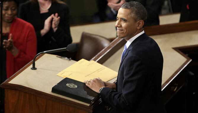 El presidente de Estados Unidos, Barack Obama, durante su discurso del Estado de la Unión