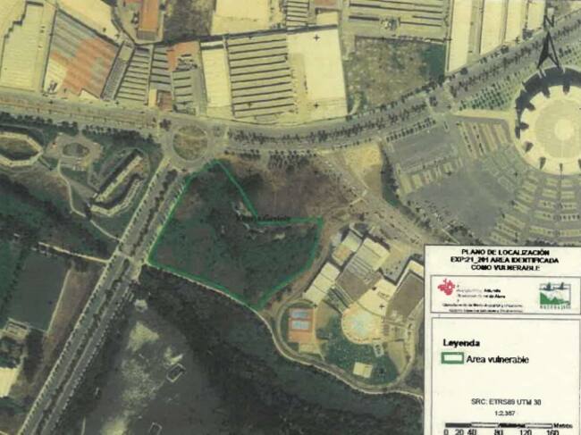 En verde la zona delimitada donde el impacto ambiental "se podría considerar irreversible", según los técnicos de Diputación