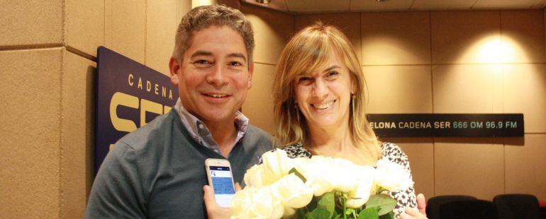 Boris Izaguirre y Gemma Nierga en los estudios de Radio Barcelona, (2014).