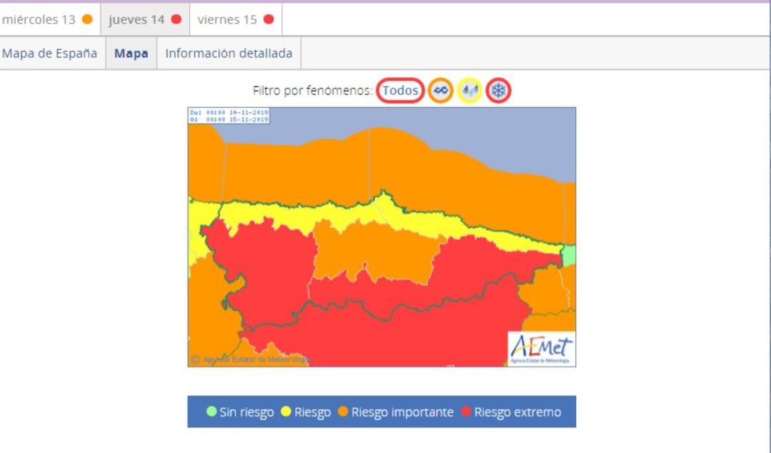 Previsión de la AEMET para este jueves y viernes