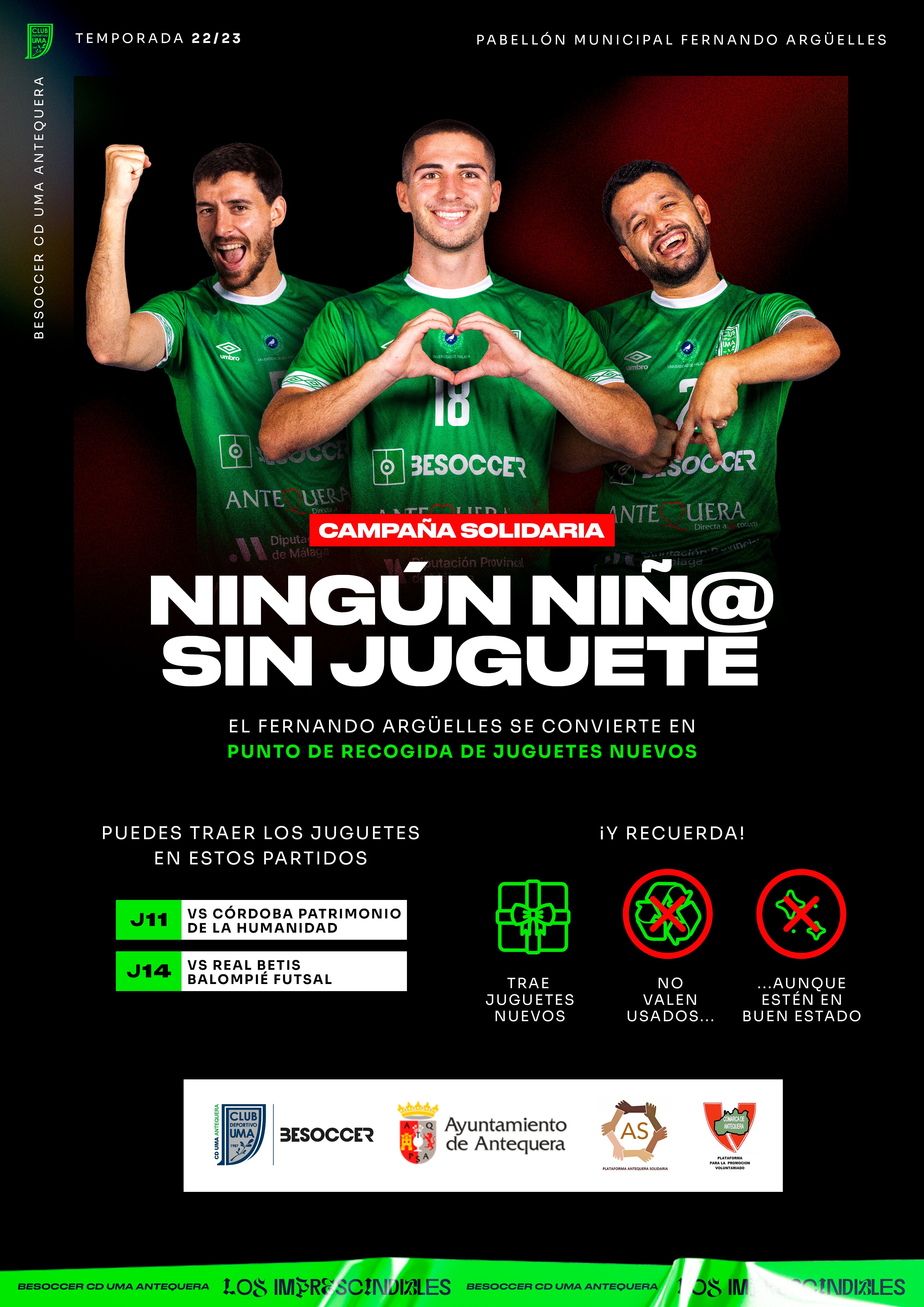 El Besoccer UMA Antequera participa en la campaña 'Ningún Niño sin Juguete'