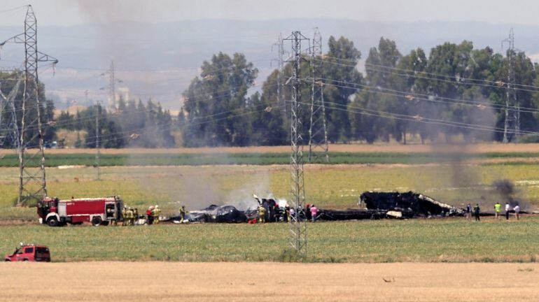 Foto del accidente del Airbus A400M cerca de Sevilla.