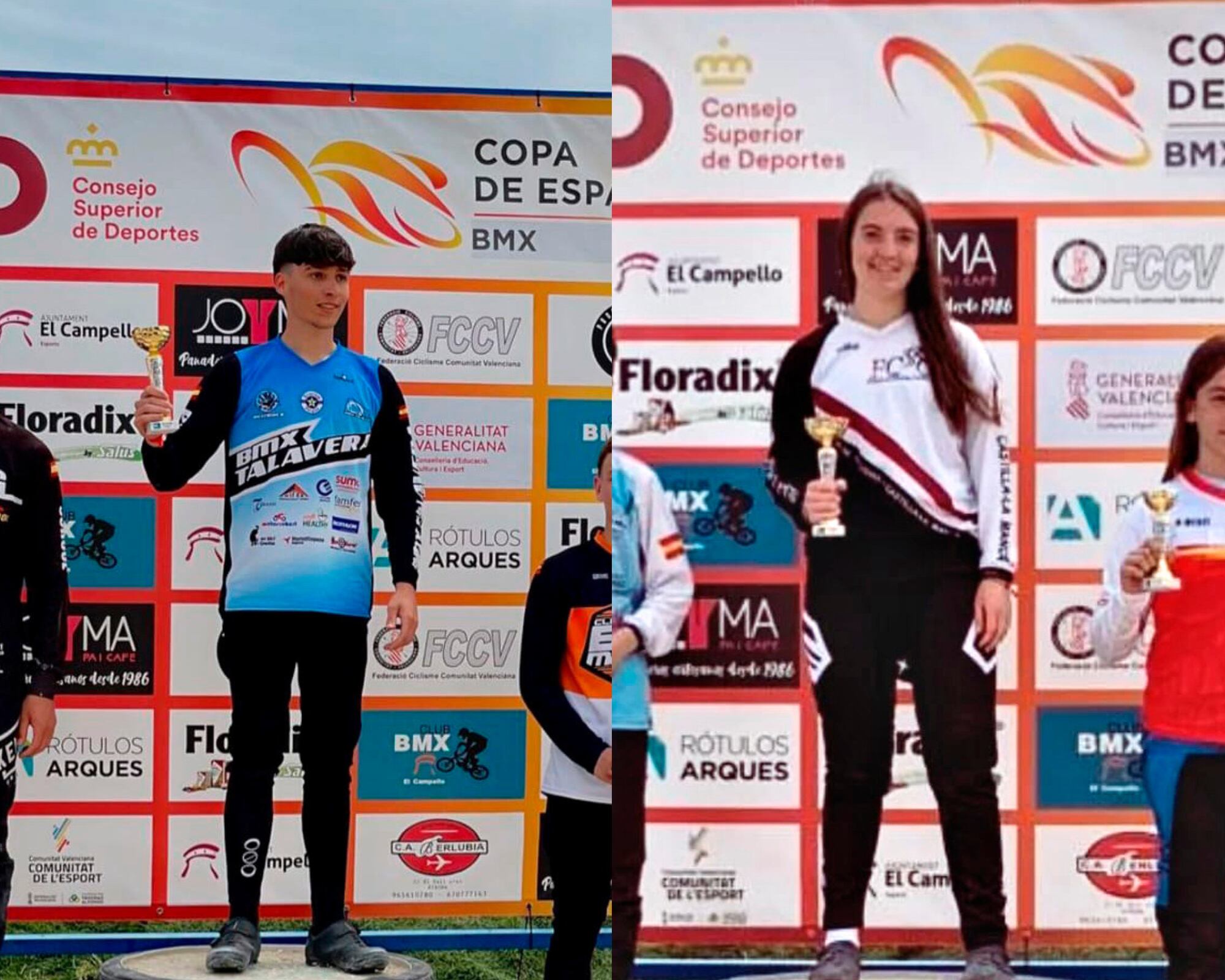 Zaira Vargas y Ángel Batres, cuatro oros en la Copa de España BMX 2023.