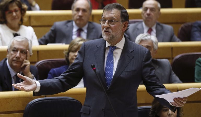 El presidente del Gobierno, Mariano Rajoy, interviene en el Senado durante la primera sesión de control al Gobierno de esta legislatura.