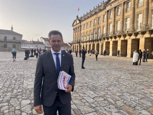 El delegado del Gobierno en Galicia, José Miñones, presentando los PGE 2023. Delegación del Gobierno en Galicia