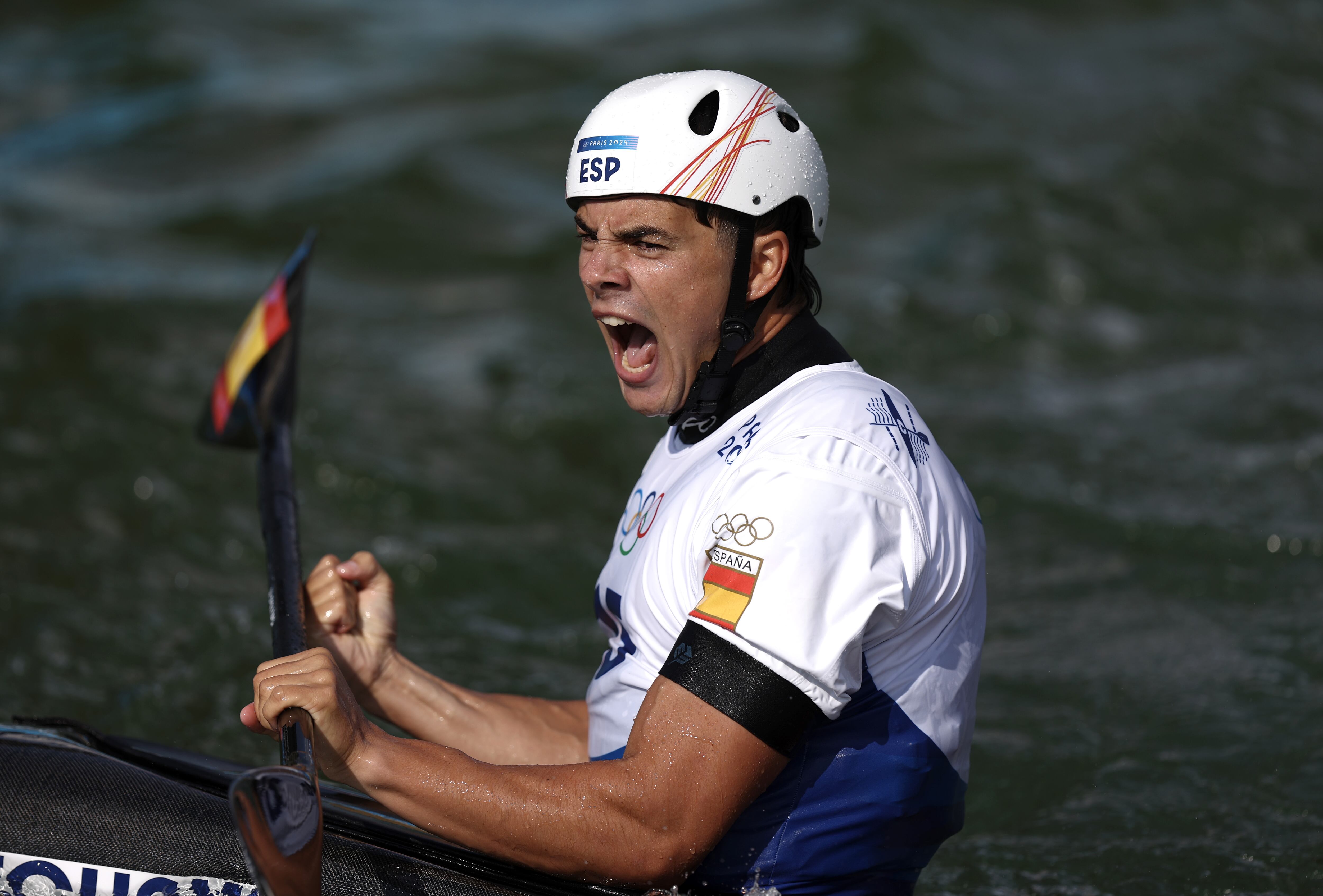 Pau Echaniz durante la final de K1 masculino en piragüismo en eslalon