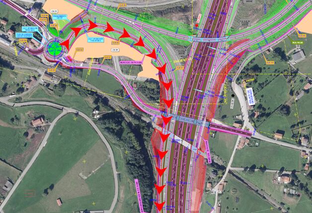 La imagen muestra cómo quedará el flujo de vehículos con la apertura del nuevo ramal.