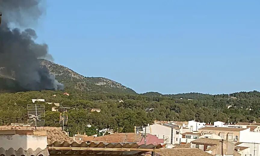 Imágenes del fuego visto desde la localidad