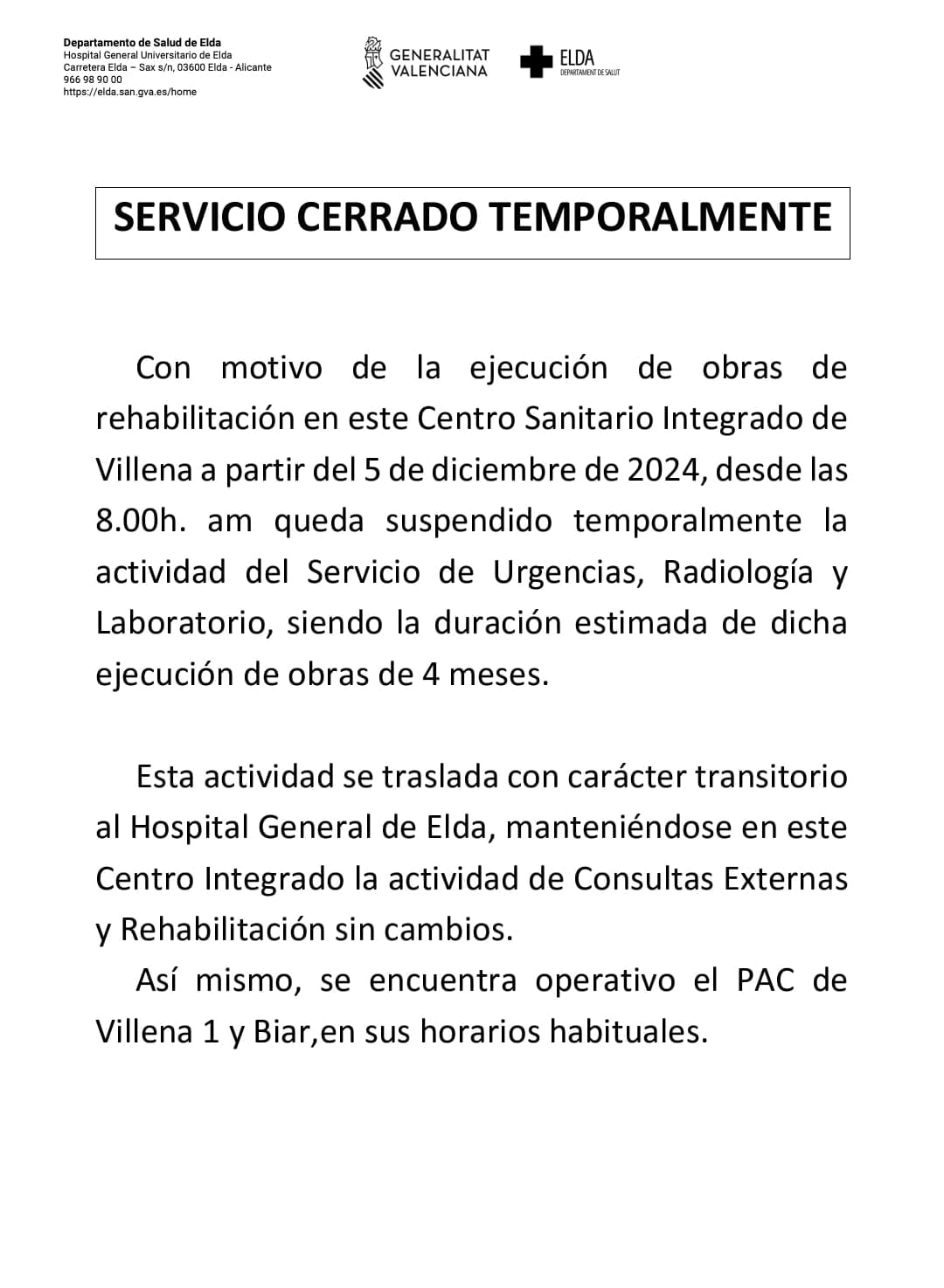 Comunicado informativo