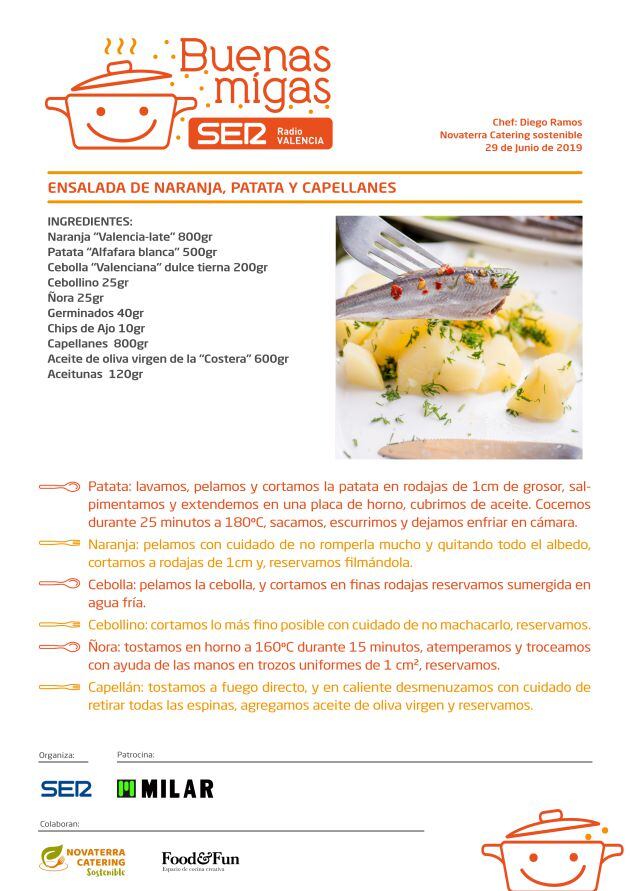 Ensalada de naranja, patata y capellanes