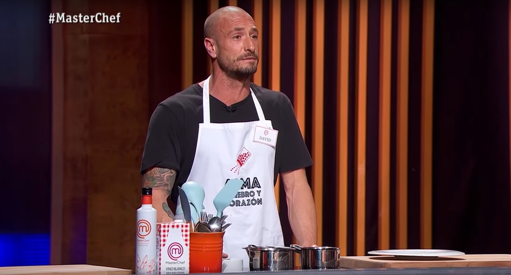 El concursante de Máster Chef, David Pascual, durante el programa de TV