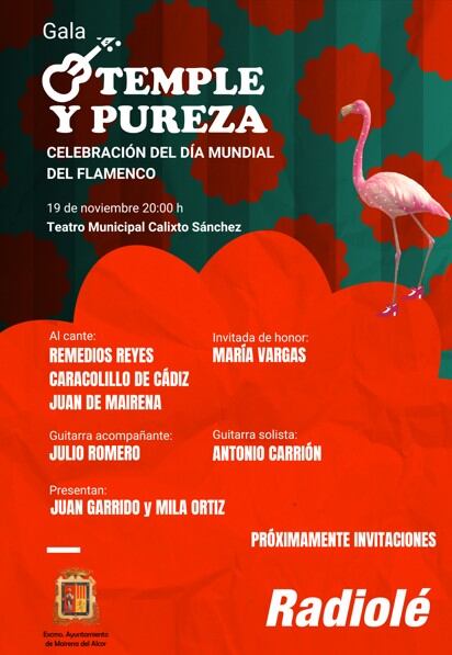 Cartel de la IV gala 'Temple y Pureza' de Radiolé, para celebrar el Día Mundial del Flamenco en Mairena del Alcor