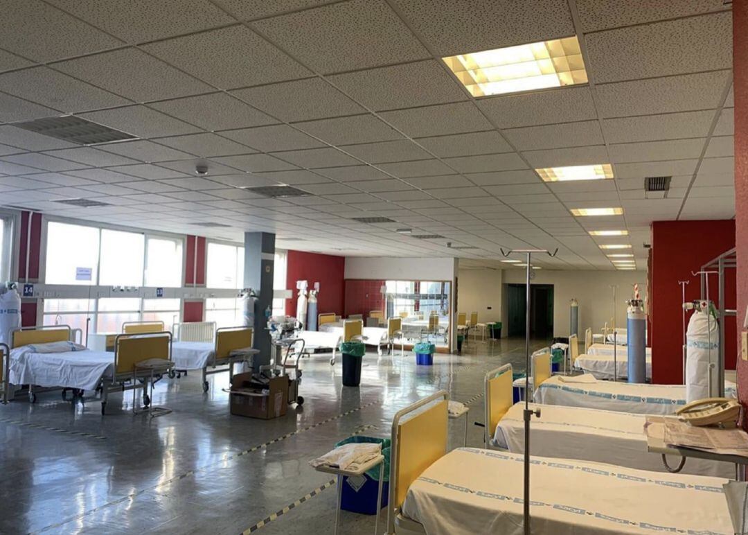 Se habilitan camas en el gimnasio del hospital de Palencia