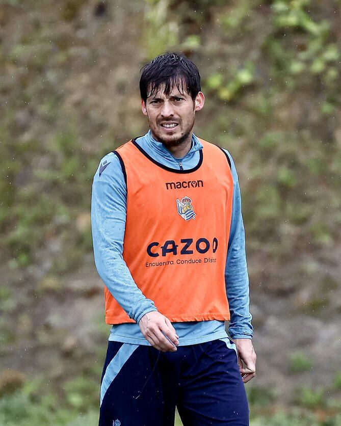 David Silva entrenando en Zubieta