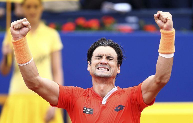 David Ferrer celebra su pase a las semifinales del Trofeo Conde de Godó.