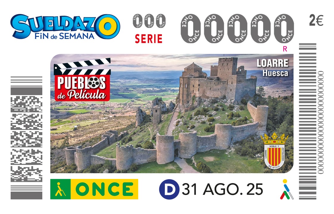 Cupón de la ONCE del 31 de agosto, dedicado a Loarre