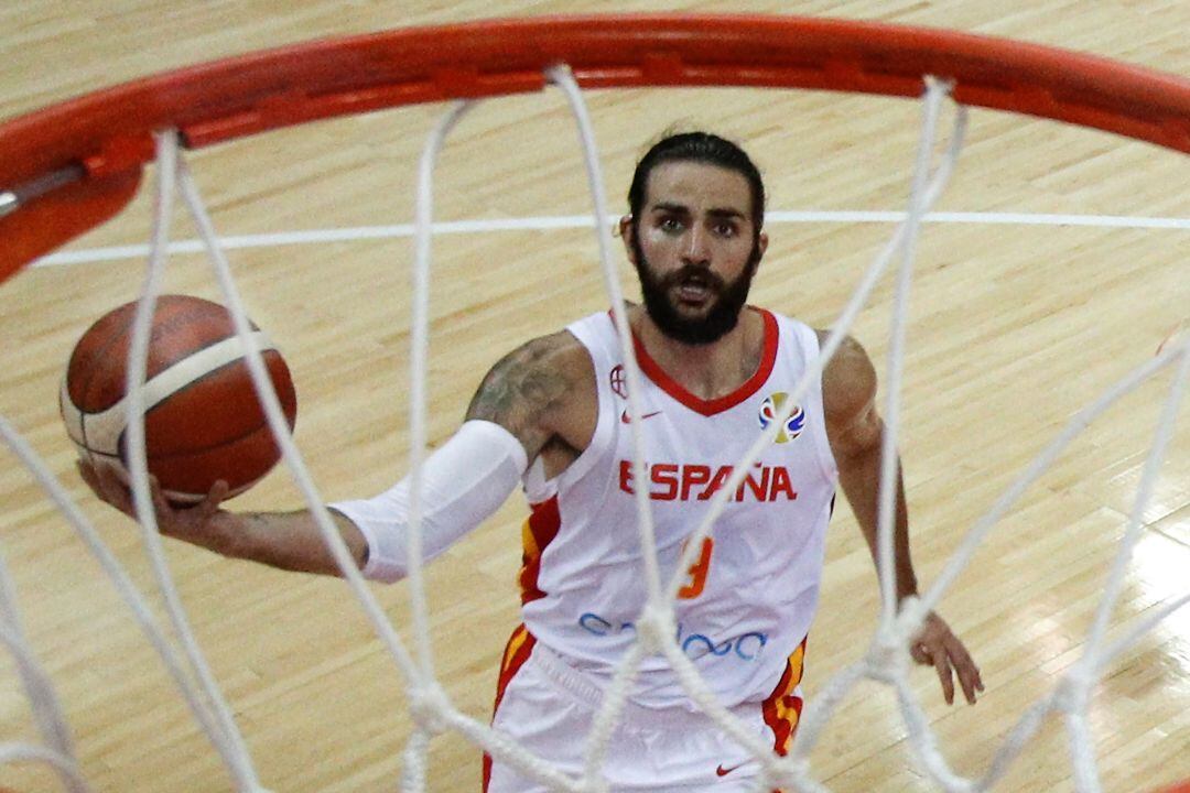 Ricky Rubio, en un partido con la selección española.