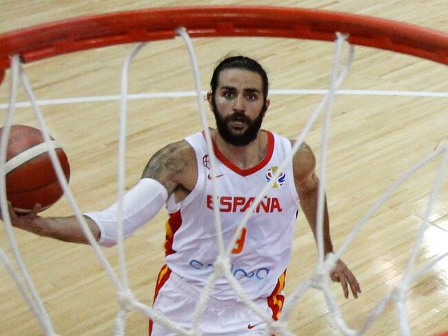 Ricky Rubio, en un partido con la selección española.