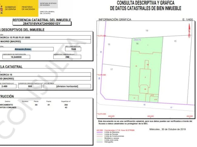 Nota del catastro del inmueble